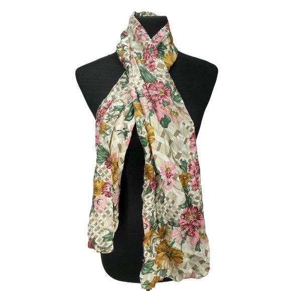 N.Y NEW York Studio Amercani Enterprises‎ Woman Boho Floral Rectangle Scraf Wrap - Picture 1 of 6